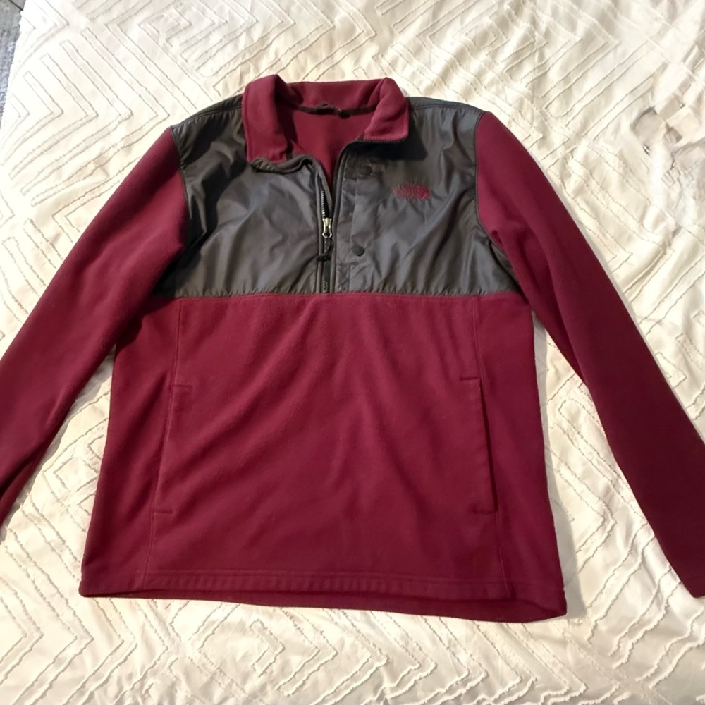 The North Face Burgundy Fleece Quarter Zip
